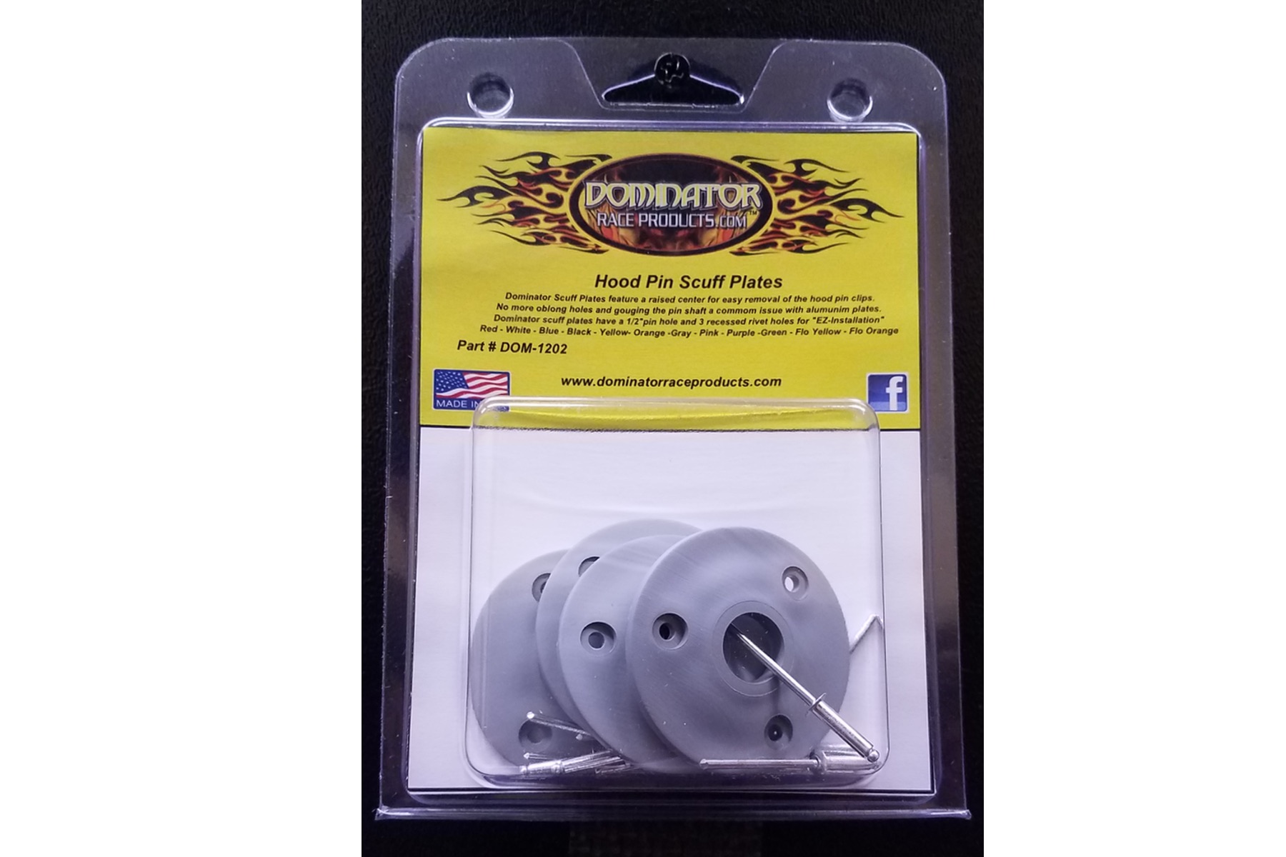 DOM-1202 Hood Pin Scuff Plates - Dominator Race Products